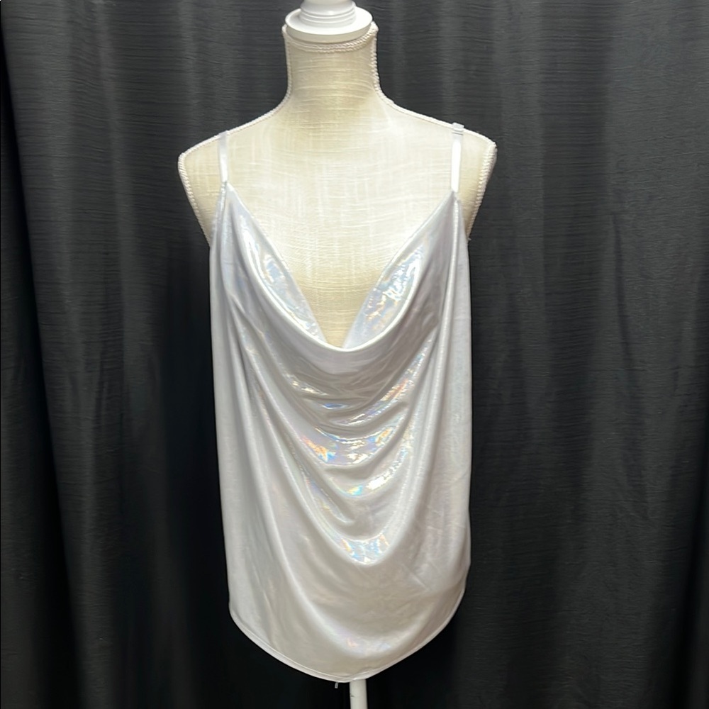 Torrid Silver White Liquid Shine Cowl Cami Size 2
